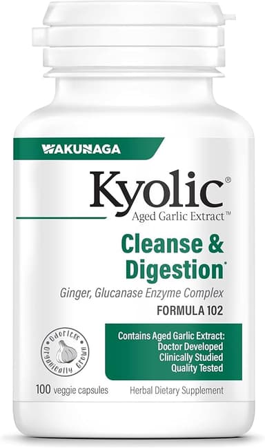 KYOLIC CANDIDA CLEANSE & DIGESTION 102 GINGER & GLUCANASE ENZYME X 100 VEG CAPS
