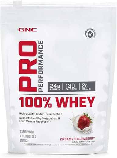 GNC PRO PERFORMANCE 100% WHEY CFREAMY STRAWBERRY 408G