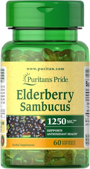 PURITAN'S PRIDE ELDERBERRY SAMBUCUS 1250MG X 60 TABS