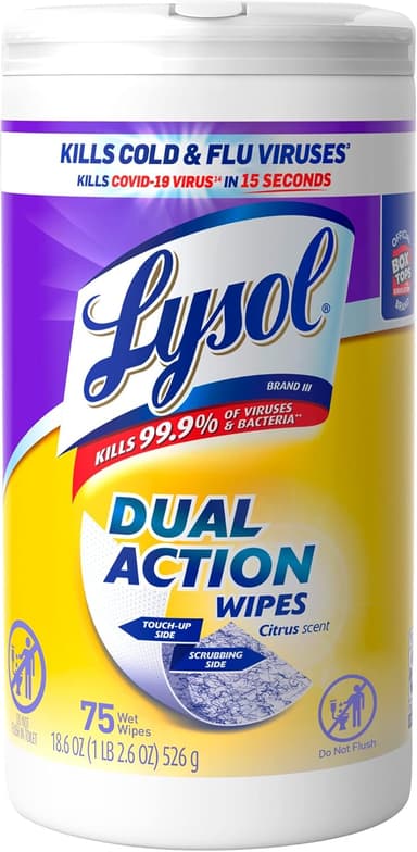 LYSOL DUAL ACTION CITRUS SCENTS WIPES 526G X 75 COUNTS