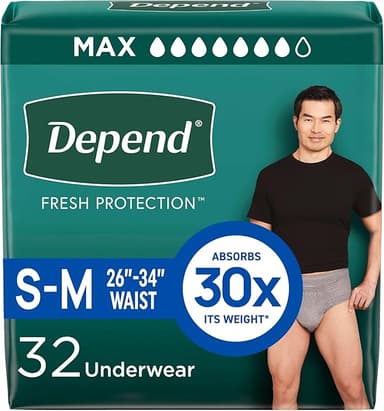 DEPEND FRESH PROTECTION UNDERWEAR FOR MEN S/M X 32 PCS