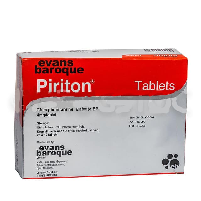 PIRITON TABLETS - EVANS BAROQUE SACHET