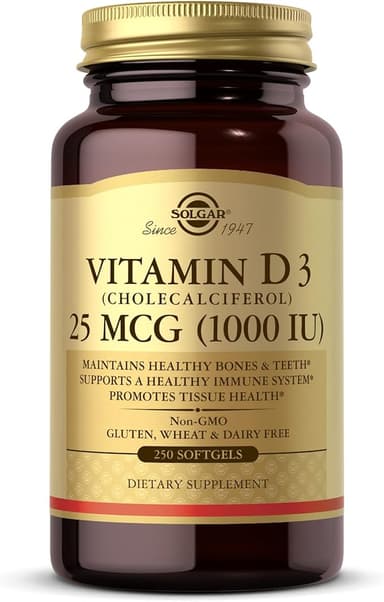 SOLGAR VITAMIN D3 25MCG 1000IU X 250 SOFTGELS