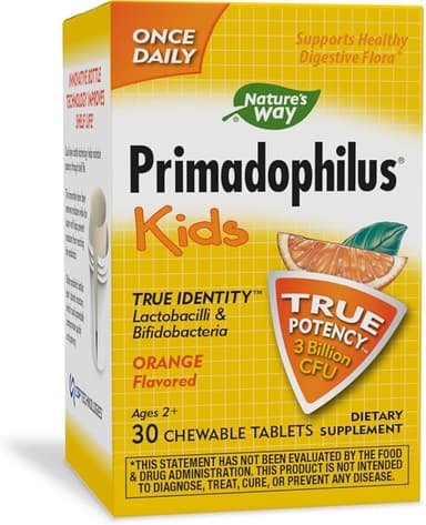 NATURE'S WAY PRIMADOPHILUS KIDS ORANGE FLAVOUR X 30 CHEWABLE TABS