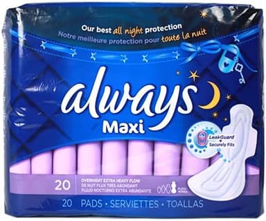 ALWAYS MAXI OVERNIGHT EXTRA HEAVY FLOW PADS X 20 PCS
