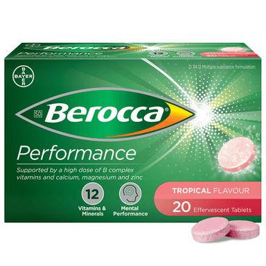 BEROCCA PERFORMANCE TROPICAL EFFERVESCENT TABS X 20