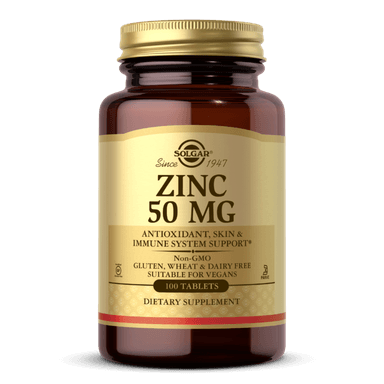 SOLGAR ZINC 50MG X 100 TABLETS