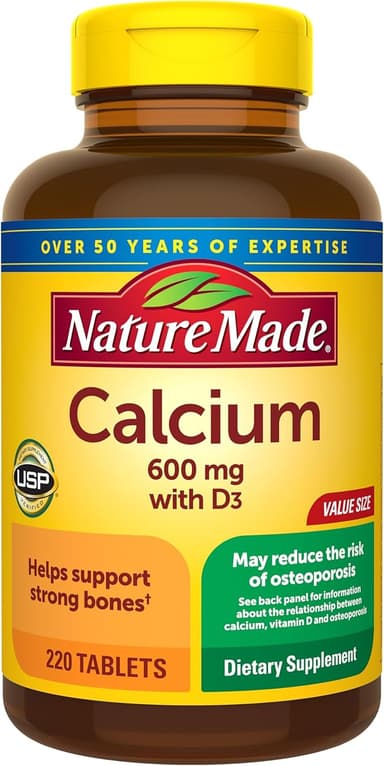 NATURE MADE CALCIUM 600MG + VITAMIN D3 X 220 TABS