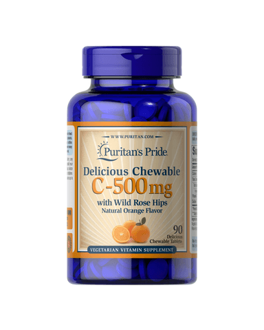 PURITAN DELICIOUS CHEWABLE VITAMIN C-500MCG WITH ROSEHIPS X 90 TABS