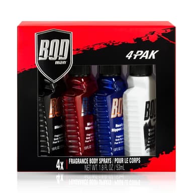 BOD MAN MINI GIFT SET 4 PACKS, 1.8 OZ/53ML BODY SPRAY FOR MEN