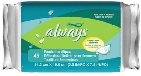 ALWAYS FEMININE WIPE REFILL X 45 WIPES