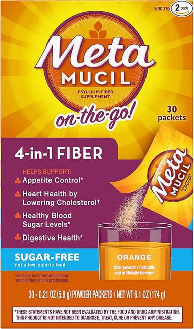META MUCIL 4-IN-1 PSYLLUIM FIBER ORANGE FLAVOURED DRINK 174G X 30 PCS