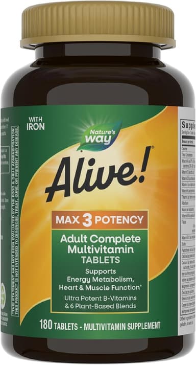 NATURE'S WAY ALIVE MAX 3 POTENCY MULTIVITAMIN X 180 TABS